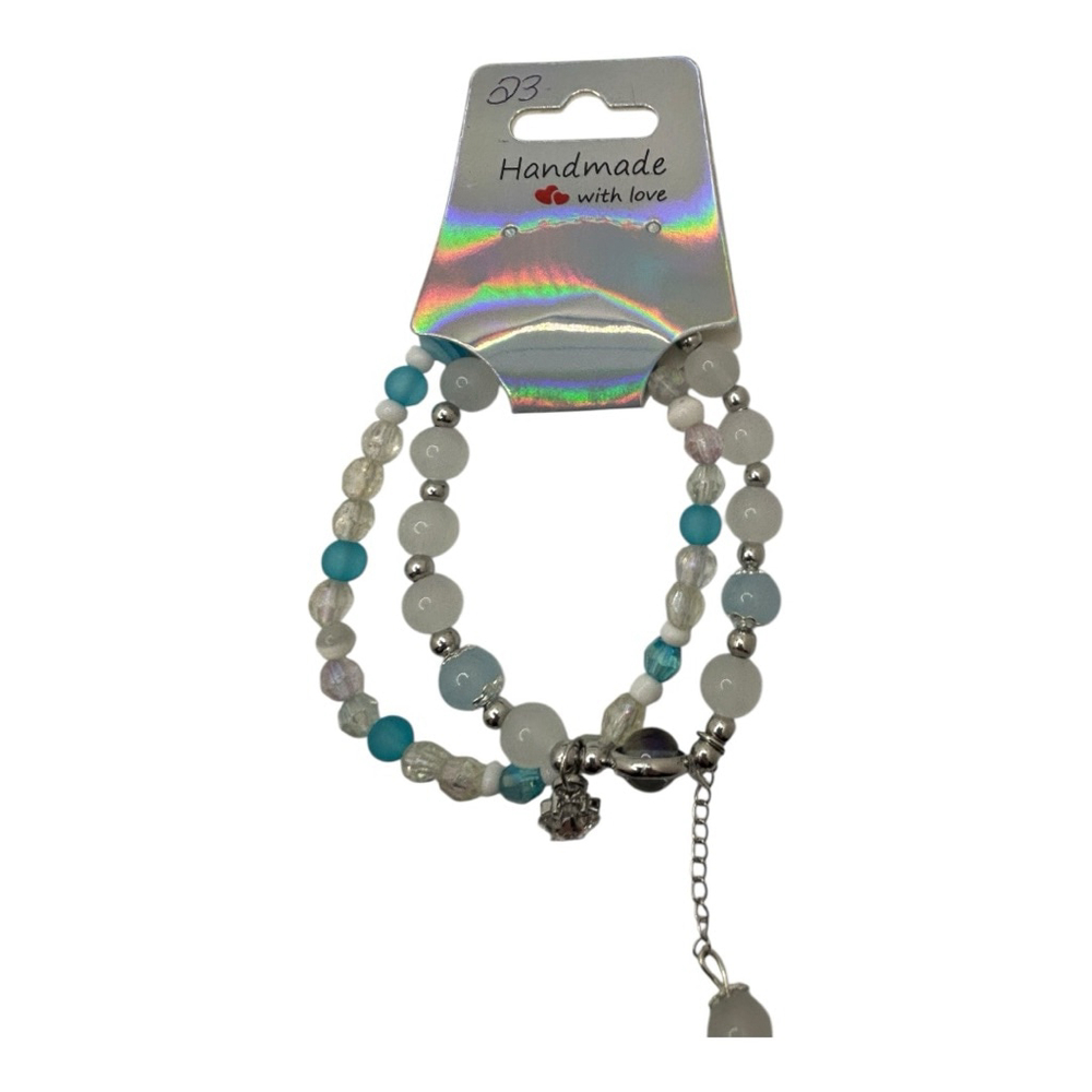 Beaded White and Blue Bracelet NWOT